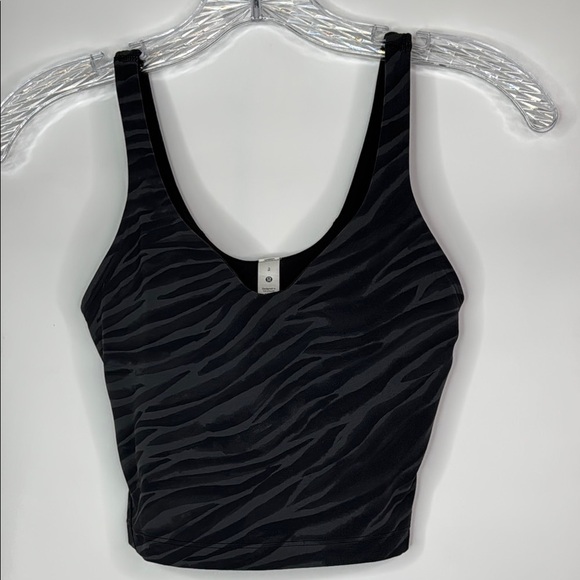 Lululemon Cropped Align Zebra Grey Black Tank Top Size 2 - Picture 1 of 4